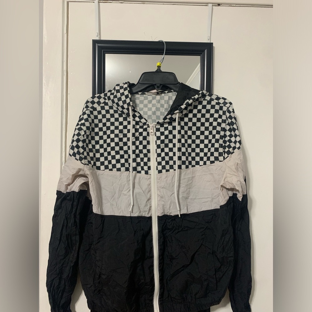Black and White Checkered Windbreaker